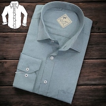 Linen Keten Klasik %100 Cotton Uzun Kollu Terletmeyen Tek Cepli Kapaklı Gri Gömlek Regular Kalıp -10239 Gri