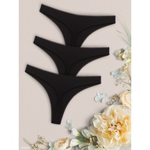 Liona 3 Lü Paket Siyah Renk Kadın G String