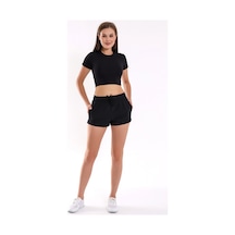 Winmoda34 Kadın Spor Şortu Çift Cepli Siyah