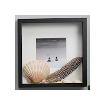 Ahşap Fotoğraf Çerçevesi, Siyah Renk, 25x25 Cm Açık Bej