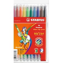 Stabilo 222-10-01 Trio 2in1 Çift Uçlu Keçe Uçlu Kalem 10'lu