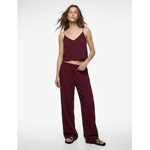 Koton Cepli Beli Bağlamalı Geniş Paça Pantolon Bordo 6sak40145ew