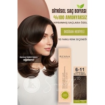 Renna Amonyaksız Bitkisel Yıpranmış Saçlar İçin Saç Boyası 6-11 Yoğun Koyu Küllü Kumral 60ml