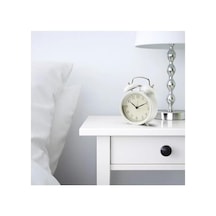 Dekad Analog Nostalji-alarmlı Saat Çanlar Çalar Saat İle Metal Kasa Ve Ön Cam G X D X Y 10 X 6 X 14 Cm Beyaz 0240-beyaz-şekilli-48cm