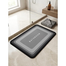 Banyo Paspası Süper Su Emici Kaymaz Tabanlı Dikdörtgen Diatomit Paspas 60x40cm Gri Altın - Beyaz - Siyah