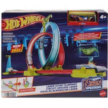 4 Adet Hot Wheels Neon Yarışoyuncak Hot Wheels Neon Yarışlar Çifte Çemberde Yarış Seti