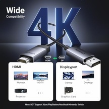 4k 60hz Displayport Hdmı Kablosu Tek Yönlü Dp 1.2 - Hdmı 2.0 Kablosu Hdr Aktif Alüminyum Örgülü Dp&apos Den Hdmı&apos Ya Dönüştürücü Çoklu Ekran İçin Monitör, Projektör,, 1m İle Uyumlu