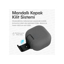 Galaxy Buds 4 Pro Ve Buds 4 İle Uyumlu Mandallı Kapak Kilit Sistemli Kumlanmış Mat Dokulu Darbelere Dayanıklı Hibrit Kılıf Gri, Galaxy Buds 4 Pro/4