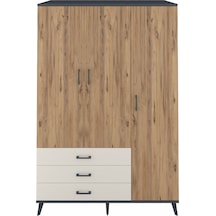 Kronos Dolap 6 Raflı 3 Çekmeceli Tek Askılı 132x59x195 Antrasit-çam/aytaşı Atlas Çam/aytası