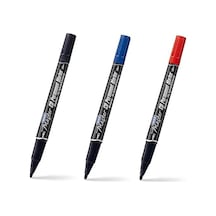 Çift Uçlu Cd Permanent Marker 3'lü Set Kırmızı Mavi Siyah İnce Uç 0.5 Mm & Kalın Uç 1.0 Mm 103 Ivory