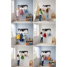 Premium Montessori Katmanlı Çocuk Odası Askılığı - Çam Ormanı Modeli Özgüven Destekleyici Özel Tasarım Siyah - Beyaz