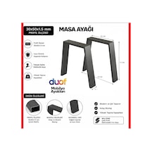 Metal Masa Ayağı 2 Adet Ayak 72 Cm Mobilya Ayağı Siyah Siyah