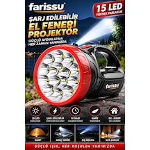 15 Led Şarj Edilebilir El Feneri Projektör 2 Kademeli Uzun Menzilli Güçlü Işıldak Siyah
