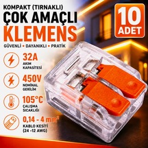 10adet Kompakt Tırnaklı Çok Amaçlı Klemens - 2 Kutup