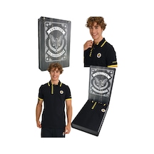 Fenerium Fenerbahçe Lisanslı Erkek Tribün Çubuklu Detaylı Polo T-shirt Lazer Kutu Hediyeli Lacivert