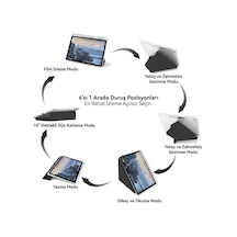 İpad Air 4.nesil - 5.nesil İle Uyumlu Kalem Bölmeli Ayrılabilen Kolay Tak Çıkar 6 Farklı Stand Pozisyonu Köşe Koruma Yarı Saydam Katlanır Tablet Kılıfı Cp-2 Bebek Mavi