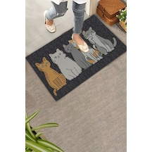 Valerine Life Kedi Konseyi Pati Kardeşliği Siyah Renk Welcome Hoş Geldiniz Kapı Önü Paspası 45x70cm Kahverengi