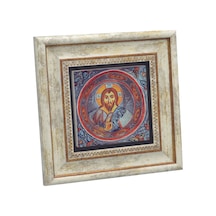Kapadokya Göreme Karanlık Kilise Freski - Pantokrator İsa Mesih Baskılı Taş Tablo 20x20