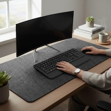 120x80 Cm Mouse Pad Masa Koruyucu Büyük Keçe Oyuncu Matı 3mm Koyu Gri Renk Farklı Ölçüler İçin
