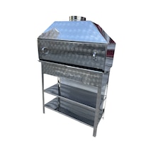 Paslanmaz Kömürlü Mangal Dik Bacalı 40 X 90 Kapaklı Barbekü