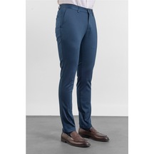 İmza Lacivert Yan Cep Düz Paça Armürlü Slim Fit Pamuklu Chino Pantolon 1003260165