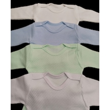 özdemirli bebe Uzun Kollu Çıtçıtlı Badi Bisiklet Yaka Body Hava Alır Kumaş Düz Renk Zıbın (4lü Paket) 0-48 Ay Arası