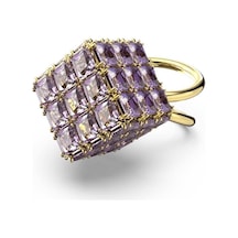 5629238 Swarovski Yüzük Curiosa : Coctail Ring Square Purple Gold Tone Plated 55