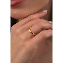 14 Ayar Altın Dalgalı Ajda Yüzük Sarı Altın