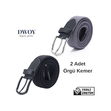 Dwoy Elastik Örgü Kemer 2'li Set-790 Gri