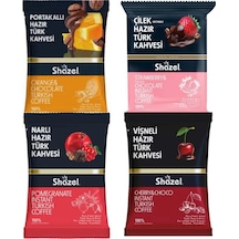Shazel Hazır Türk Kahve Seti Portakallı Vişneli Çilekli Narlı 4 X 100 G 4 Lü Set Türk Kahvesi