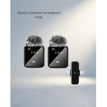 Çiftli Kablosuz Yaka Mikrofon Seti 2in1 Video Çekimleri İçin