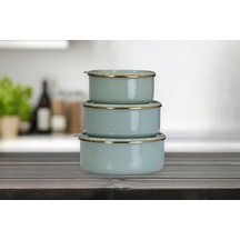 Soft Green Emaye Üçlü Saklama Seti Belirtilmemiş