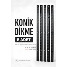 5 Adet - Konik Dikme 200 Cm Siyah Çift Sıra Delikli Modüler Mağaza Raf Profili Direği