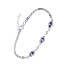 Nagiss Nazar Boncuğu Mineli Model-4 Zirkon Taşlı 925 Ayar Gümüş Kadın Bileklik