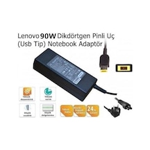 Lenovo Uyumlu 20V 4.5A Notebook Adaptör - Dikdörtgen Pinli Uç - Usb Tip