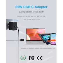 65w Usb C Dizüstü Bilgisayar Güç Kaynağı Lenovo Hp Dell Samsung Asus Huawei Matebook Şarj Kablosu Type C Adaptörü