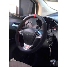 Vw İle Uyumlu Golf 7 Uyumlu Alkantara Karbon Direksiyon Kılıfı Kırmızı Yüzüklü Diğer