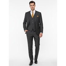 Presto Erkek Slimfit 6 Drop Yelekli Takım Elbise Füme 787-700 Gri