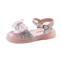 Fiyonklu Prenses Ayakkabı Yumuşak Tabanlı Çocuk Günlük Sandalet Pembe