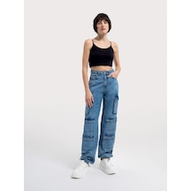Wide Leg Regular Fit Kadın Pantolon Denim