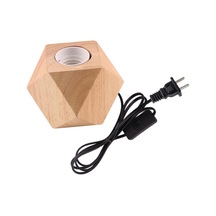 Soulader E27 Duyulu Retro Masa Lambası Elmas Desenli Ahşap Gece Lambası Dekoratif Aydınlatma Çok Renkli