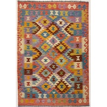 El Dokuma Afgan Kilim Çok Renkli