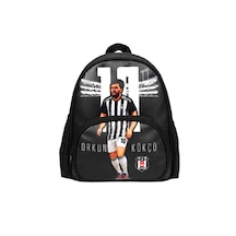 Beşiktaş Lisanslı Orkun Kökçü Anaokulu Çantası - 2 Bölmeli Suni Deri Panelli Konforlu Sırt Çantası Siyah - Beyaz