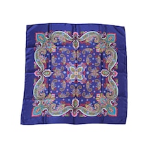 Tikitonki Bohem Etnik Desenli Saten Mor Eşarp - 90x90 Mor Mor