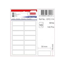 Tanex Etiket Ofc-114 Beyaz Yapışkanlı - 5 Paket Beyaz