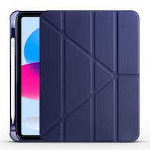 Apple Uyumlu iPad 11.nesil 2025 A16 Kılıf Tri Folding Silikon Kalem Bölmeli Katlanabilir Standlı Pu Deri Yumuşak Kapak Kapaklı Kılıf