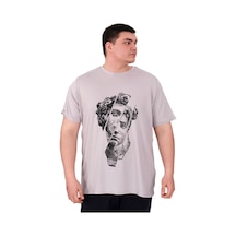 Mode Xl Büyük Beden Erkek T-shirt Bisiklet Yaka Statue U25004 Gri Gri