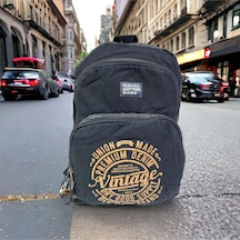 Kaliteli Siyah Vintage Salaş Baskılı Disayn Günlük Gezi Okul Sırt Çantası Revilla Bag 28x38cm Antrasit Kaliteli Siyah Vintage Salaş Baskılı Disayn Günlük Gezi Okul Sırt Çantası Revilla Bag 28x38cm Antrasit