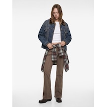 Koton Slim Fit Normal Bel Cep Detaylı Nervürlü İspanyol Paça Pantolon - Flare Jeans Kahverengi 6wal40064mw Kahve
