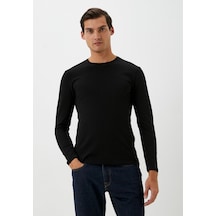 Erkek Uzun Kol Siyah Bisiklet Yaka Penye Slim Fit Supreme Kumaş Üst Penye Ncs Jeans 1052-siyah Siyah